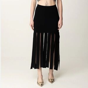 Zara Black Asymmetrical Fringe Skirt